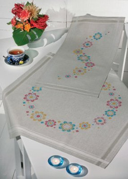 633851 Permin Happy Flowers  Table Runner (top)