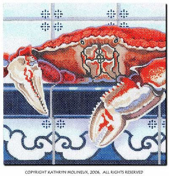 M-419 Squares: Crab on the Counter 9 x 9 14 Mesh Shorebird Studio