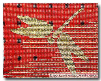 M-338 Details: Red/Gold Dragonfly 7 x 5 18 Mesh Shorebird Studio