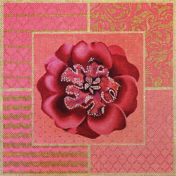1067e Fuschia Jeweled Flower Collage 14x14 13 Mesh Lani Enterprises 