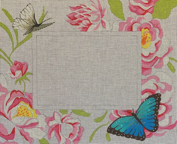 PF180 Pink Floral with Butterflies 11.5x9.5 op 5x7 18  Mesh Colors of Praise 