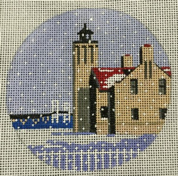 7132 18 Mesh Old Mackinac Point Light, MI 4 x 4 Purple Palm Designs