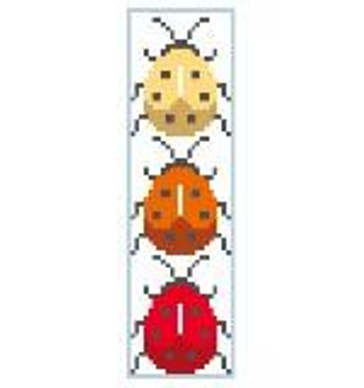 BK125 Three Large Ladybugs Bookmark Kathy Schenkel Designs 1.5 x 4.25 18 Mesh