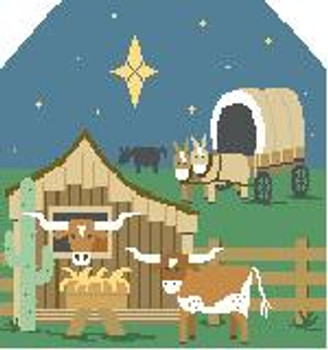 BG116 Cowboy Nativity Kathy Schenkel Designs 8 x 7.5 18 Mesh