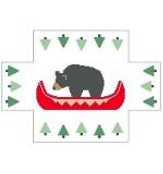 BC102 Bear w/Red Canoe Brick Cover Kathy Schenkel Designs 13ct 14 x 10