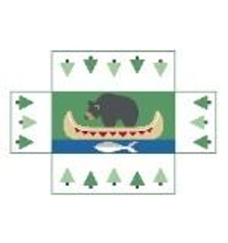 BC101 Bear w/Canoe Brick Cover Kathy Schenkel Designs 13ct 14 x 10