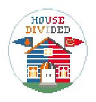 BT270G House Divided Blackhawks/Oilers  4 diameter Kathy Schenkel Designs 18 Mesh