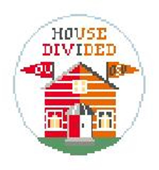 BT269W House Divided Oklahoma U/Oklahoma Kathy Schenkel Designs 4" Diameter 18 Mesh