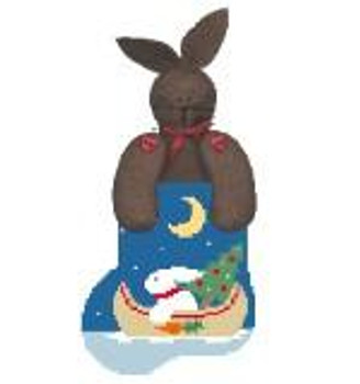 CM309 Canoe Bunny w/Bunny Kathy Schenkel Designs 3.75 x 4 18 Mesh Mini Sock