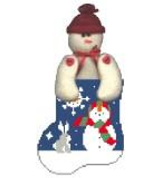 CM245 Snowkid w/Snowman Kathy Schenkel Designs 3.75 x 4 18 Mesh