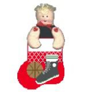 CM324 Basketball w/Sports Kid Kathy Schenkel Designs 3.75 x 4 Mini Sock 18 Mesh