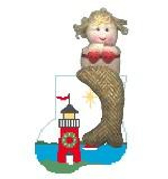 CM333 Lighthouse w/Mermaid Kathy Schenkel Designs 3.75 x 4 Mini Sock 18 Mesh