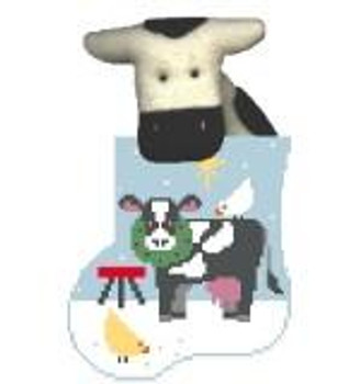 CM336 Cow w/Cow Kathy Schenkel Designs 3.75 x 4 Mini Sock 18 Mesh