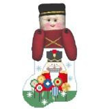 CM350 Nutcracker w/Soldier Kathy Schenkel Designs  3.75 x 4 Mini Sock 18 Mesh