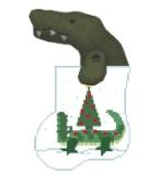 CM369 Alligator, Tree w/Alligator Kathy Schenkel Designs  3.75 x 4 Mini Sock 18 Mesh