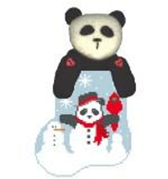 CM379 Panda Snowman w/Panda Kathy Schenkel Designs  3.75 x 4 Mini Sock 18 Mesh