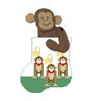 CM396 Monkeys w/ Monkey Kathy Schenkel Designs 3.75 x 4 Mini Sock 18 Mesh