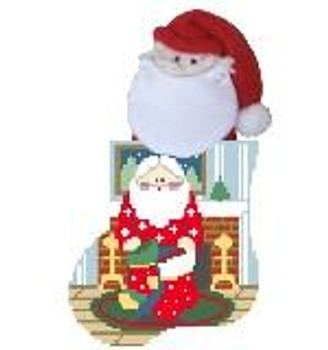 CM527 Hanging the Stockings w/Santa Kathy Schenkel Designs  3.75 x 4 Mini Sock 18 Mesh