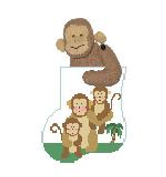 CM583 Monkey and Babies w/Monkey Kathy Schenkel Designs 4 x 4 Mini Sock 18 Mesh