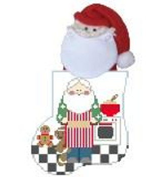 CM533 Baking Cookies w/Santa Kathy Schenkel Designs  3.75 x 4 Mini Sock 18 Mesh