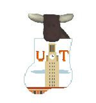 CM474J U of Texas w/Longhorn Kathy Schenkel Designs  4 x 4 Mini Sock 18 Mesh