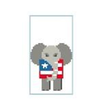 CO933 Tiny Patriotic Elephant 1.5 x 3 18 Count  Kathy Schenkel Designs