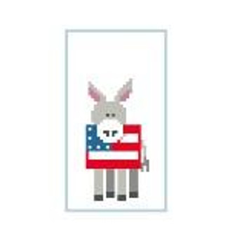 CO932 Tiny Patriotic Donkey 1.5 x 3 18 Count  Kathy Schenkel Designs