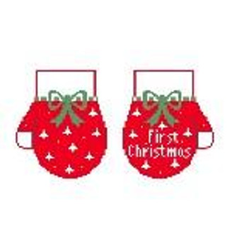 CO636 First Christmas Mittens/Red Kathy Schenkel Designs 7 x 3