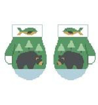 CO629 Bear Mittens, Button, SG 7 x 3.75 Kathy Schenkel Designs