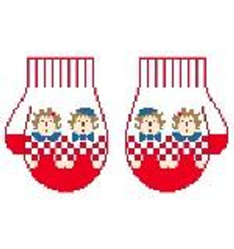 CO615 Raggedy Ann & Andy Mittens 7 x 3.75 Kathy Schenkel Designs