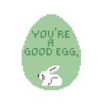 EO214 Bunny In Good Egg Green 2.25 x 2.75 18 Mesh Kathy Schenkel Designs