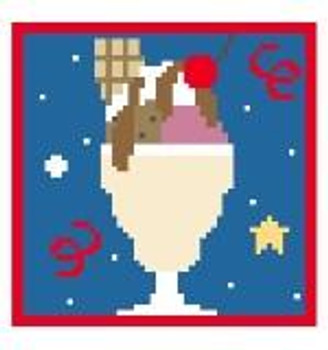 CT153 Ice Cream Sundae Coaster 4 x 4 18 Mesh Kathy Schenkel Designs