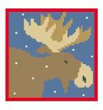 CT126 Moose Coaster Kathy Schenkel Designs 13ct 4 x 4