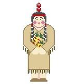 MP234 Thanksgiving Indian Lady 2 x 5 18 Mesh Kathy Schenkel Designs