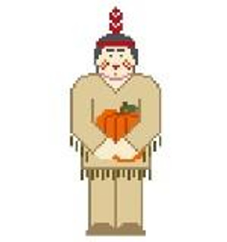 MP233 Thanksgiving Indian Man 2 x 5 18 Mesh Kathy Schenkel Designs