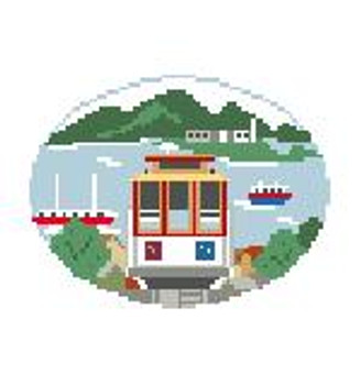 MO177 Cable Car Oval Kathy Schenkel Designs 4.5 x 3.25