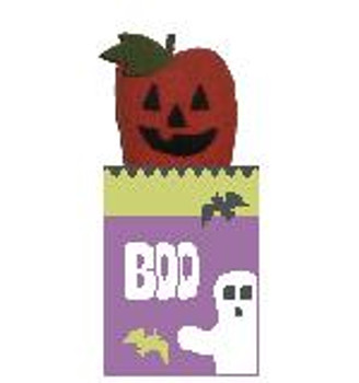 HO111 Boo Ghost Treat Bag w/Pumpkin  3.25 x 4 18 Mesh Kathy Schenkel Designs