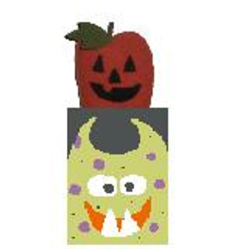 HO121 Monster Mash Treat Bag w/Pumpkin  3.25 x 4 18 Mesh Kathy Schenkel Designs