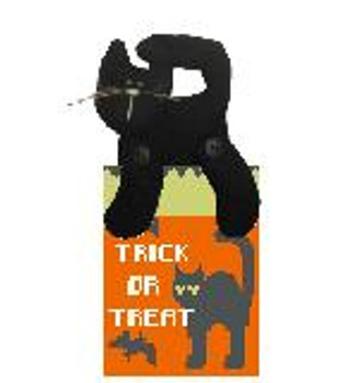 HO114 Black Cat Trick or Treat Bag w/   3.25 x 4 18 Mesh Kathy Schenkel Designs