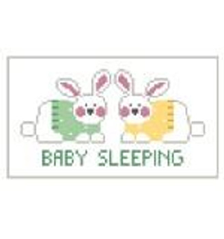 PT166 Two Bunnies Baby Sleeping/13 Kathy Schenkel Designs 13ct 7.25 x 4.25