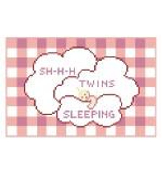 PT165 Twins Sleeping/Pink Gingham Kathy Schenkel Designs 6 x 4