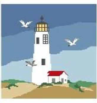 PW419 Great Point Lighthouse Kathy Schenkel Designs 13ct 10 x 10