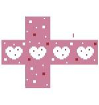 TC173 Tiny Cube/White Hearts on Pink 4 x 3 18 Mesh Kathy Schenkel Designs