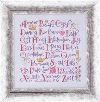 Valentine Sampler 160w x 157h  Cottage Garden Samplings 18-1174 YT W