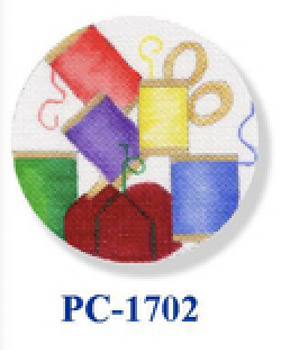 PC-1702 Thread and Scissors 18 Mesh 4" Pin Cushion Bettieray Designs