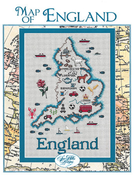 England Map by Sue Hillis Designs 7476 
