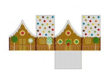 0224-18 M & M Arched Roof, 3D gingerbread house 2 3/4" x 2" x 3" high 18 Mesh Susan Roberts Needlepoint  