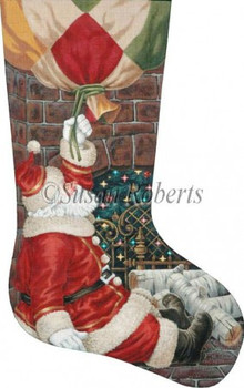 TTAXS443 Santa Claus, stocking  #18 Susan Roberts Needlepoint