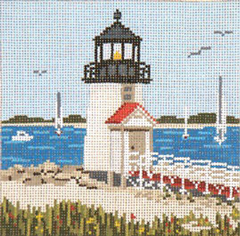 #1219-13	Brant Point Light    (MA) 7" Square 13 Mesh Needle Crossings
