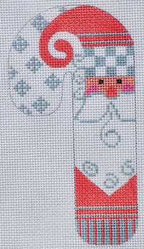 CH-97 Gray Checkered Santa Candy Cane 2 ¾ x 5 ¼18Mesh Danji Designs CH Designs